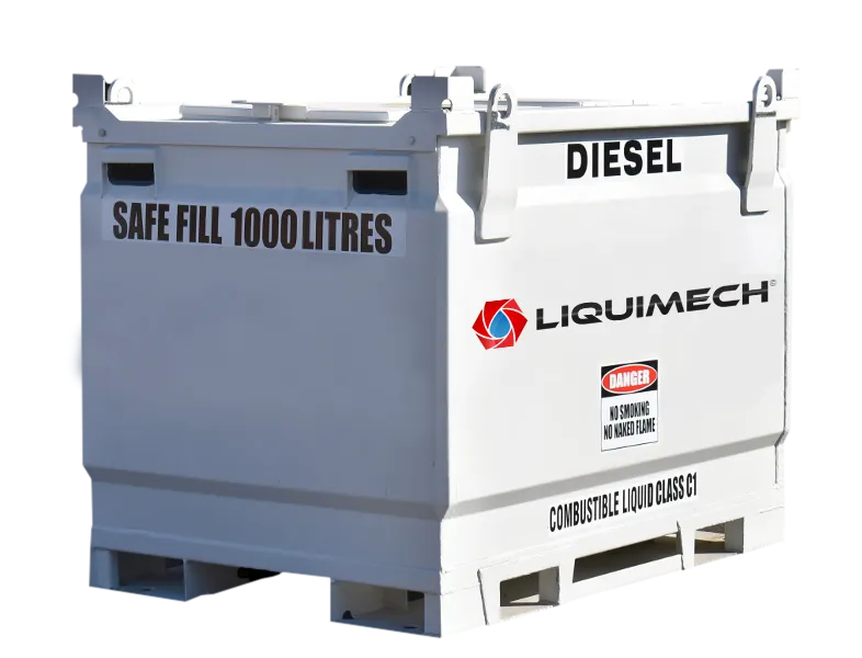 Diesel bunded fuel tanks 1,100 litre steel cube fuel tank with 1,000 litre safe fill capacity