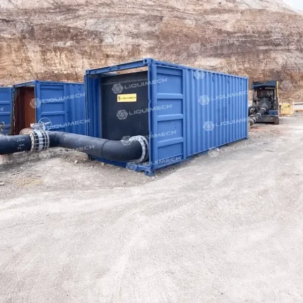 Container tank system in action supporting onsite water storage and supply operations