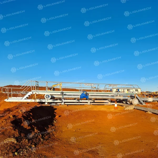 Custom-engineered pipe safety walkway system by Liquimech providing safe access across pipelines in industrial plants