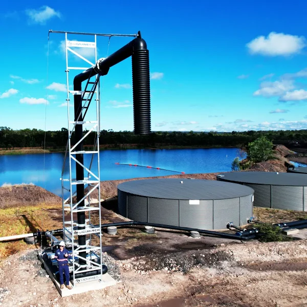Durable Liquimech filling point setup with Large Steel Liner Water Tanks