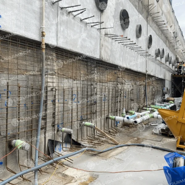 Durable hose system by Liquimech in use during construction activities
