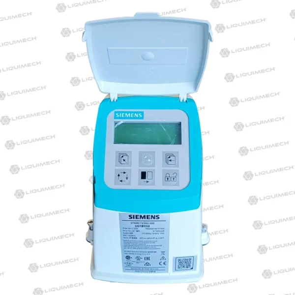 Electromagnetic MAG 6000 flow meter with durable polyamide enclosure and sun cover for harsh environments