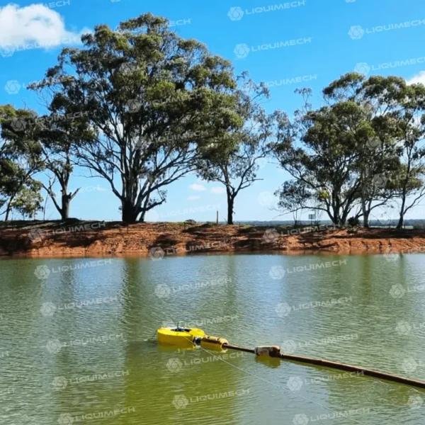 Floating Liquimech donut pontoon system for submersible dewatering pump