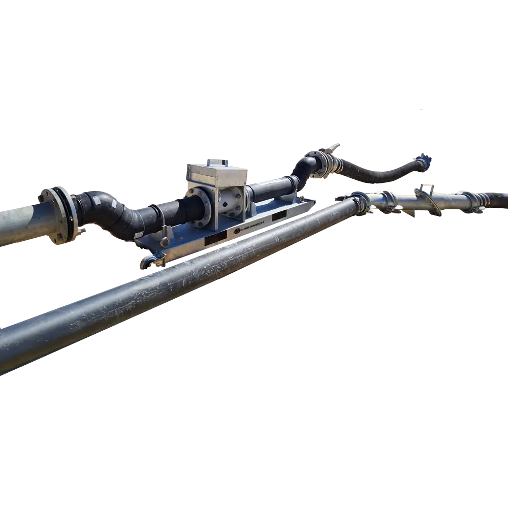 Flow meter mounted on pipe-hose assembly for civil dewatering application