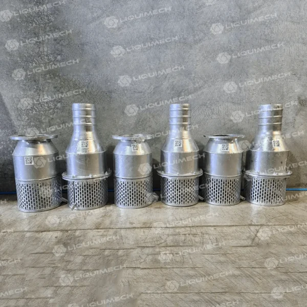 Galvanised steel pump strainer with coarse mesh design by Liquimech