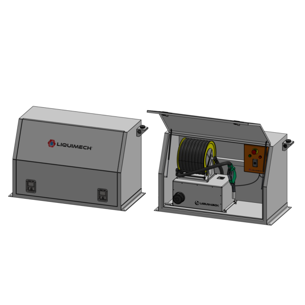 General arrangement drawing of industrial liquid management automation hardware for remote site pump and water control system