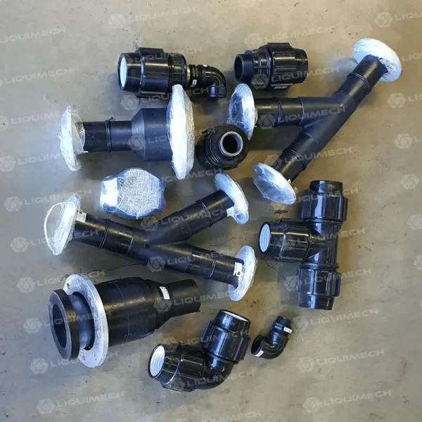 HDPE piping spool featuring compression and mechanical fittings
