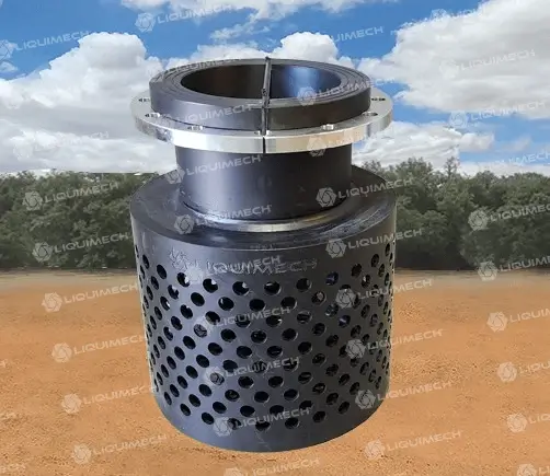 Heavy-duty Liquimech HDPE (poly) pump strainer engineered to deliver superior pump protection and debris filtration across industrial, agricul