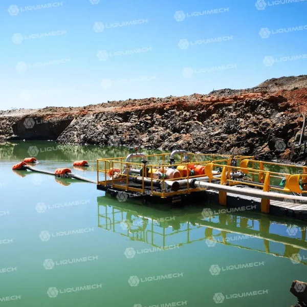 Heavy duty Liquimech pontoons supporting floating industrial equipment