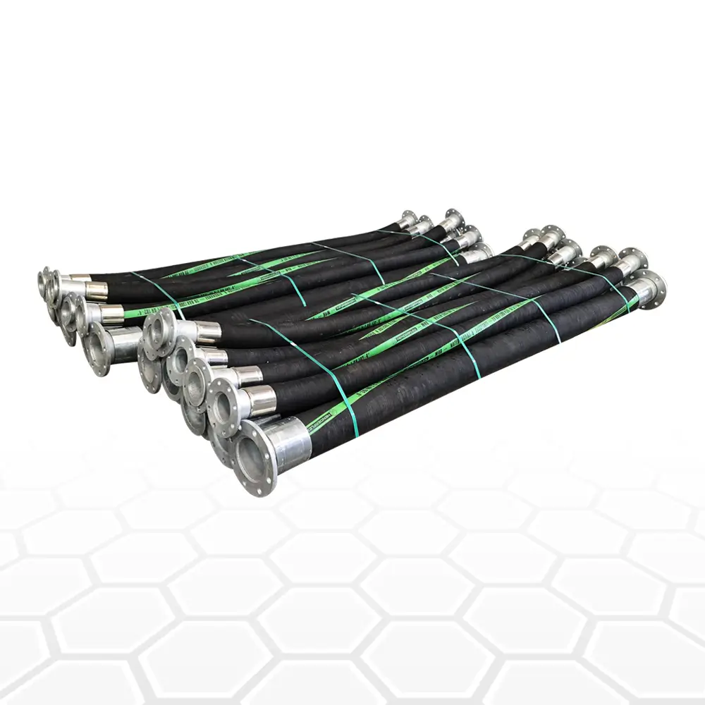 Heavy-duty hydraulic hose with banded clamps designed for chemical and slurry applications