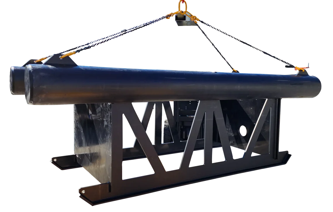 Heavy-duty polyethylene pontoons supporting offshore equipment