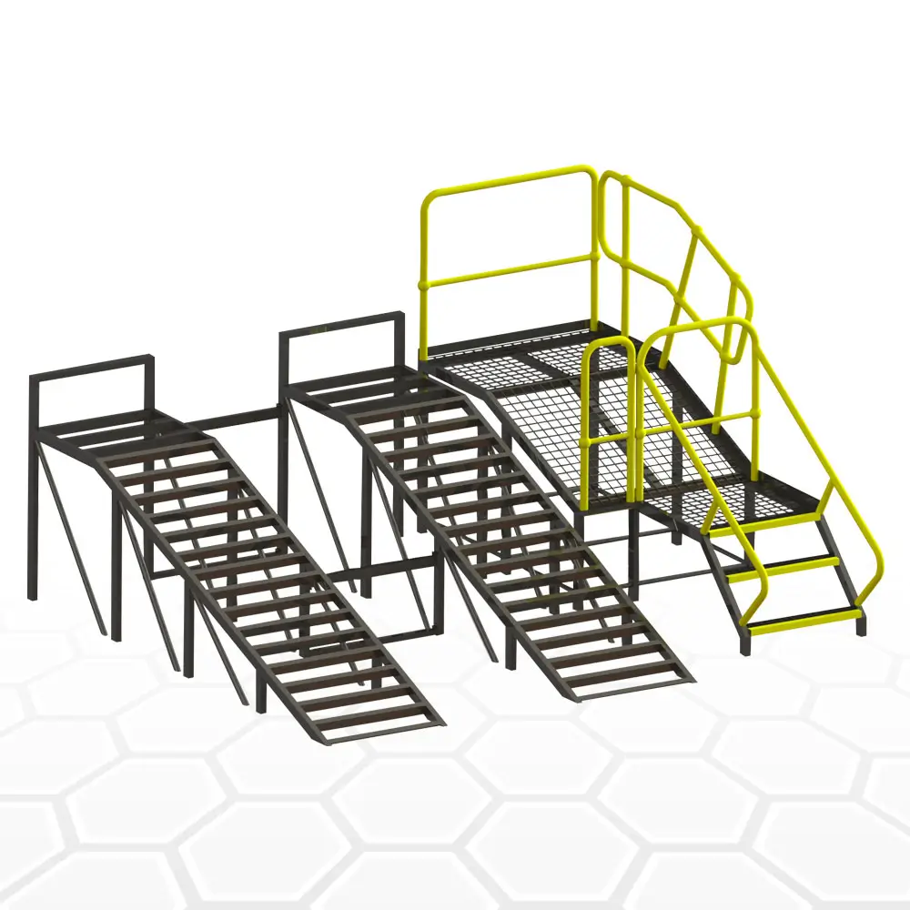 Heavy-duty wash down ramp for trucks and construction equipment