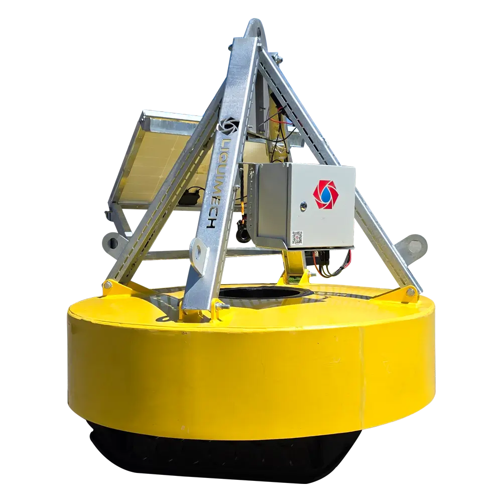 Liquimech Donut pontoon-integrated skid base and optional winch upgrade for easy transport, safer handling in remote water sites