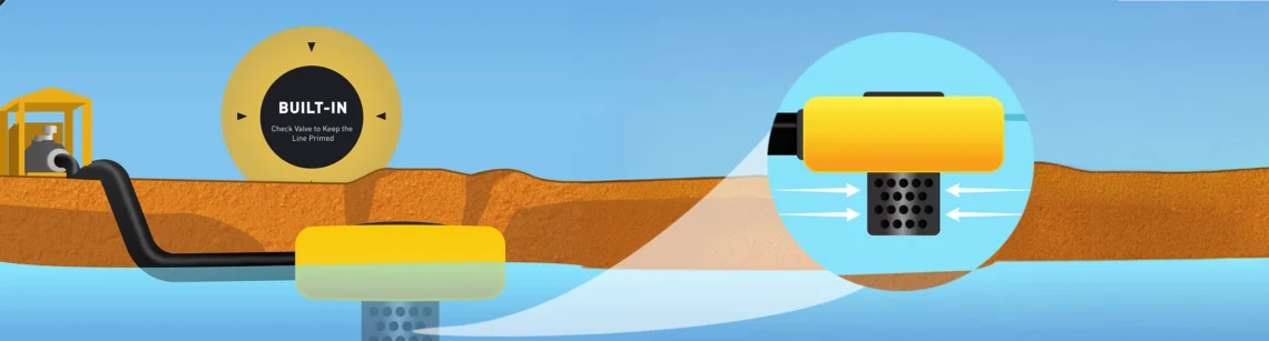 Liquimech Floating Water Intake System with Floating Suction Device reducing sediment pickup and supporting reliable pump performance
