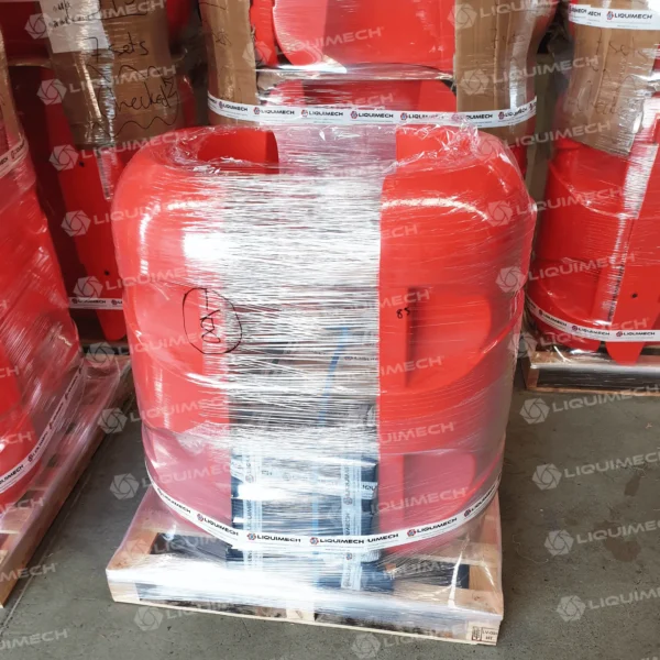 Liquimech HDPE pipefloats arranged for dispatch to mining site