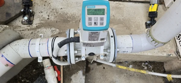 Liquimech Industrial water flow meter measuring wastewater at Australian mining site