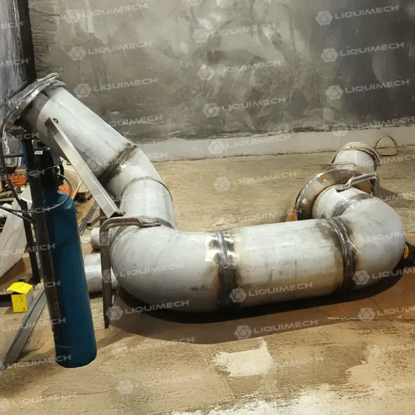 Liquimech Pipe spooling process in workshop tailored for mining, water, and pump suction-discharge systems