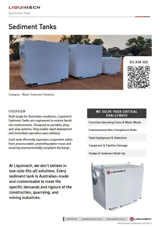 Liquimech Sediment Tank Spec Sheet