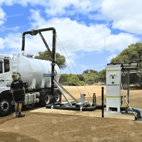 Liquimech Smart Bulk Water Access Control System integrated with pumps, valves, and telemetry control