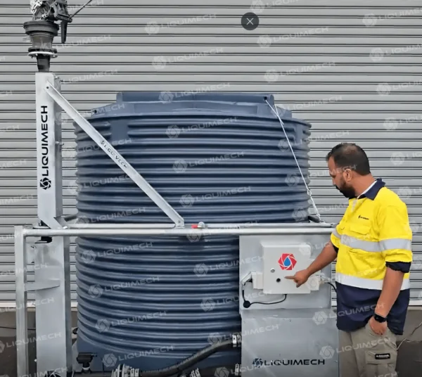Liquimech Sprinkler Tank Dust Suppression System controlling dust on a mining haul road