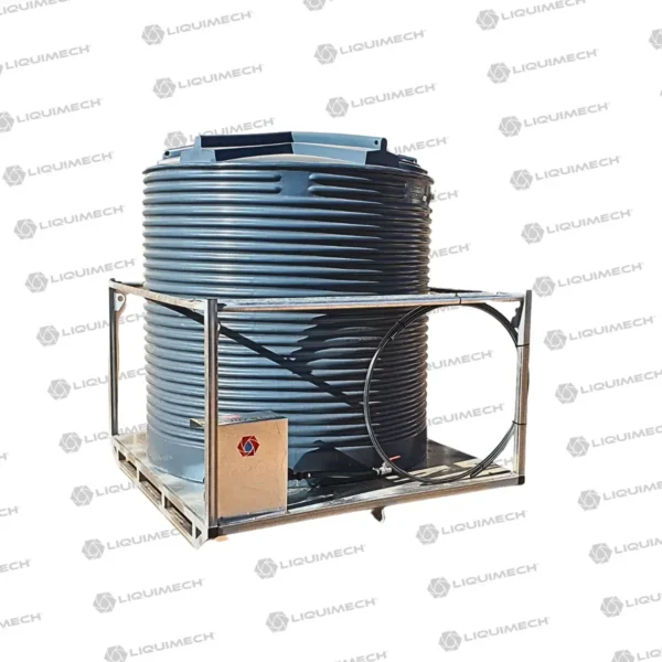 Liquimech Transportable water tank and pump solution with forklift pockets for easy relocation