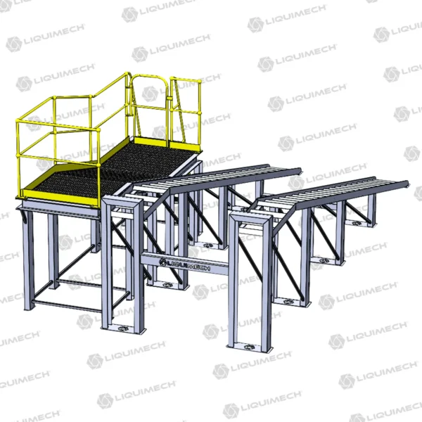 Liquimech Wash Down Access Platforms and Walkways providing elevated access for mining truck and construction equipment cleaning