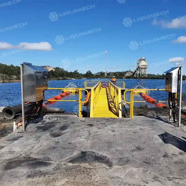 Liquimech aluminium gangway installed for vessel access with adjustable elevation configuration