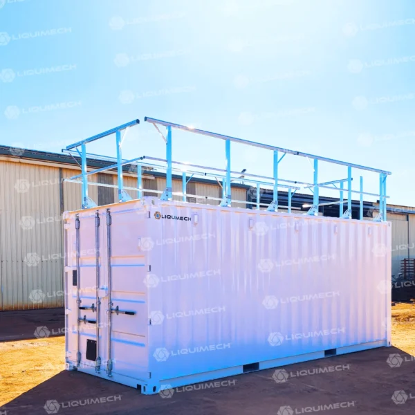 Liquimech bulk liquid storage container tank for water with external access ladder for safe maintenance and inspection