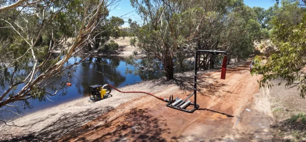 Liquimech centrifugal pump system installed onsite for industrial water transfer