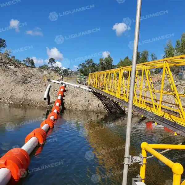 Liquimech custom gangway with industrial flooring and grating configured for site access
