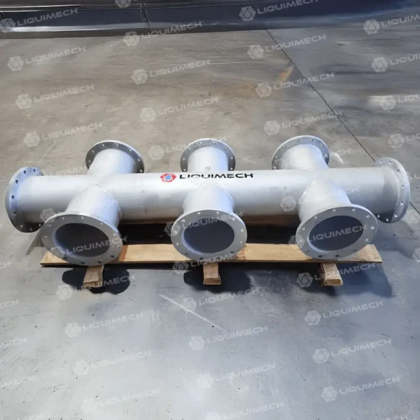 Liquimech custom pipe manifold in Australia with multiple outlets for efficient industrial fluid distribution