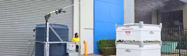 Liquimech dust suppression cannon in operation on site