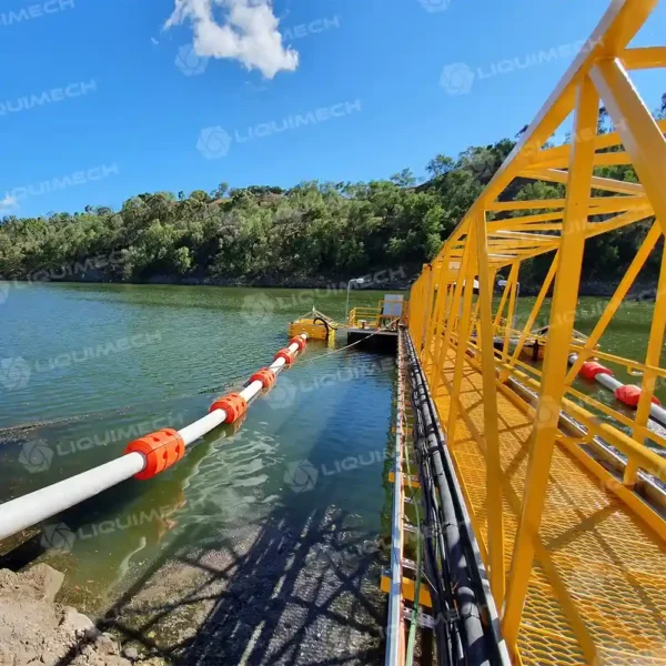 Liquimech gangway with grid mesh decking for industrial and marine access