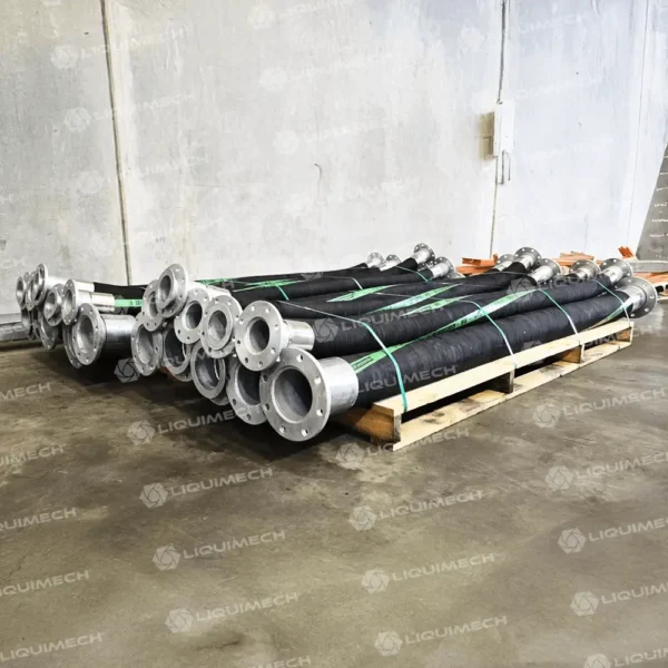 Liquimech heavy-duty hose assemblies with durable fittings for civil, mining, and construction sites.