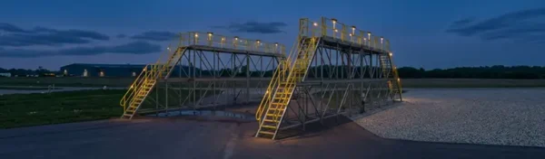 Liquimech heavy vehicle access platform for wheel washing at mining site exit with spray system