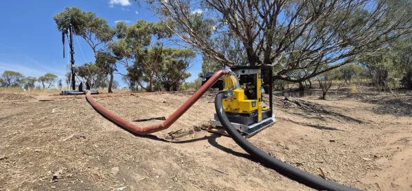 Liquimech industrial centrifugal pump system operating onsite at an Australian worksite
