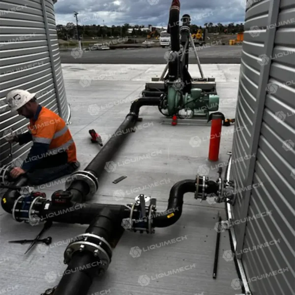 Liquimech industrial pipework being installed onsite