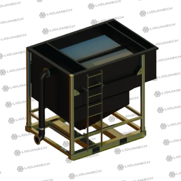 Liquimech lamella plate clarifier 3D view highlighting inclined plate sedimentation technology