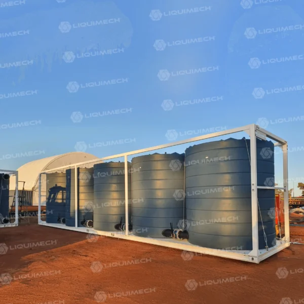 Liquimech modular potable water tank system with multiple pumps for flexible site applications