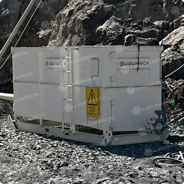 Liquimech on site skid-mounted Break Tank for transportable industrial water storage and transfer
