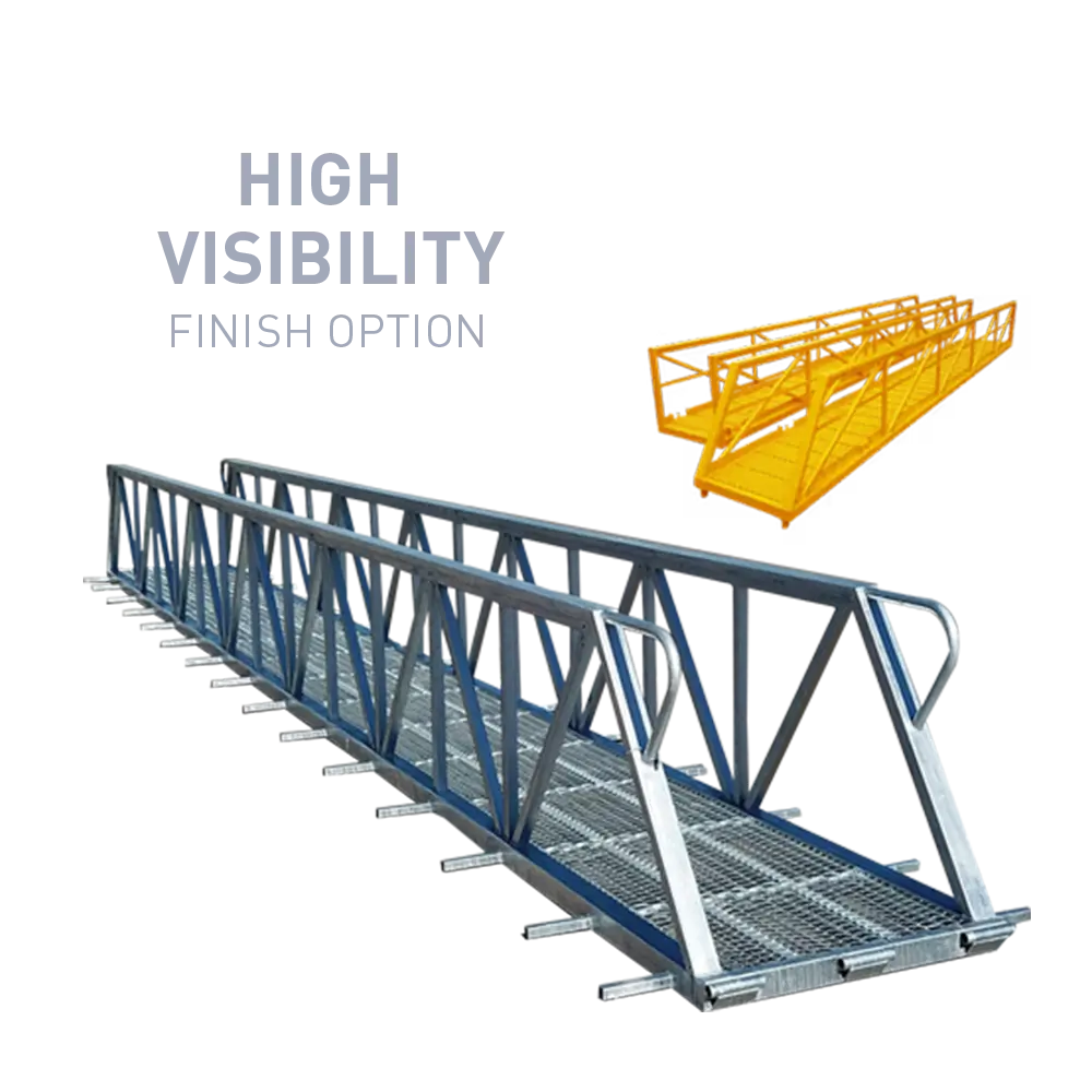Liquimech option for high-visibility yellow aluminium gangway for safe access to floating infrastructure and vessels