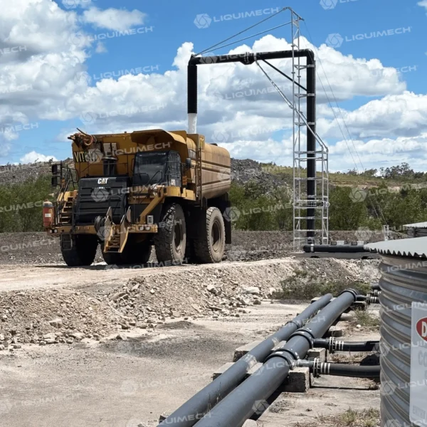 Liquimech pipe spooling designed for safe and controlled water truck loading