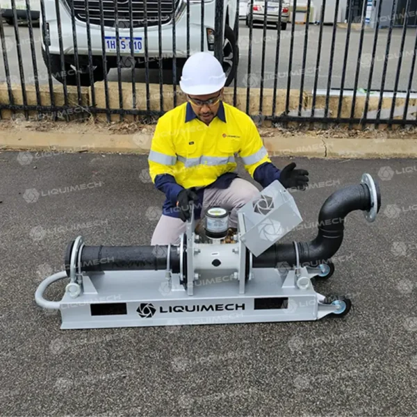 Liquimech portable flow meter transport system for easy relocation and precise flow measurement