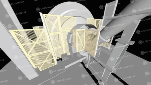 Liquimech rendered image engineered machine safety guarding designed to prevent accidents in industrial sites