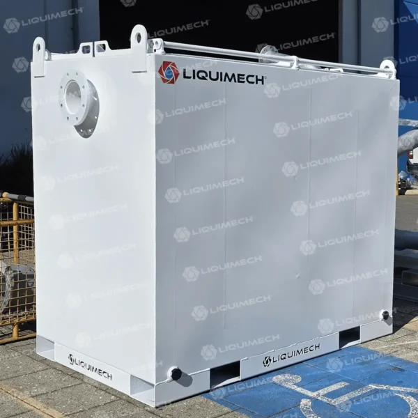Liquimech sediment tank setup on-site to support environmental compliance and water quality.