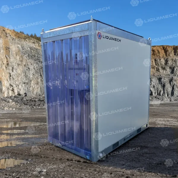 Liquimech self-contained portable hydration station with solar power options for off-grid industrial and mining sites.