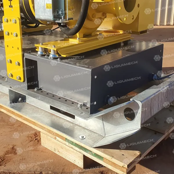 Liquimech skid-mounted pump system with motor and baseplate for industrial and dewatering operations