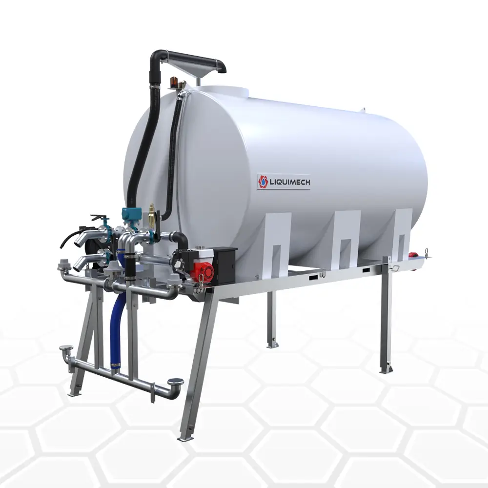 Liquimech skid-mounted slip-on water cart for trucks providing reliable dust control and water distribution