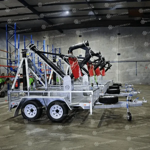 Liquimech-trailer-mounted-J-stand-water-fill-station-with-corrosion-resistant-HDPE-construction-and-LandCruiser-compatible-wheels