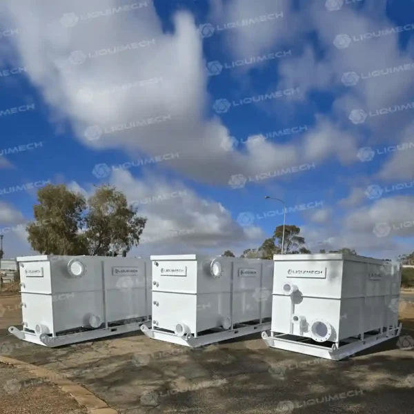 Liquimech underground dewatering fish tank system with plug and play installation for quick deployment, reliable solids removal, and low maintenance